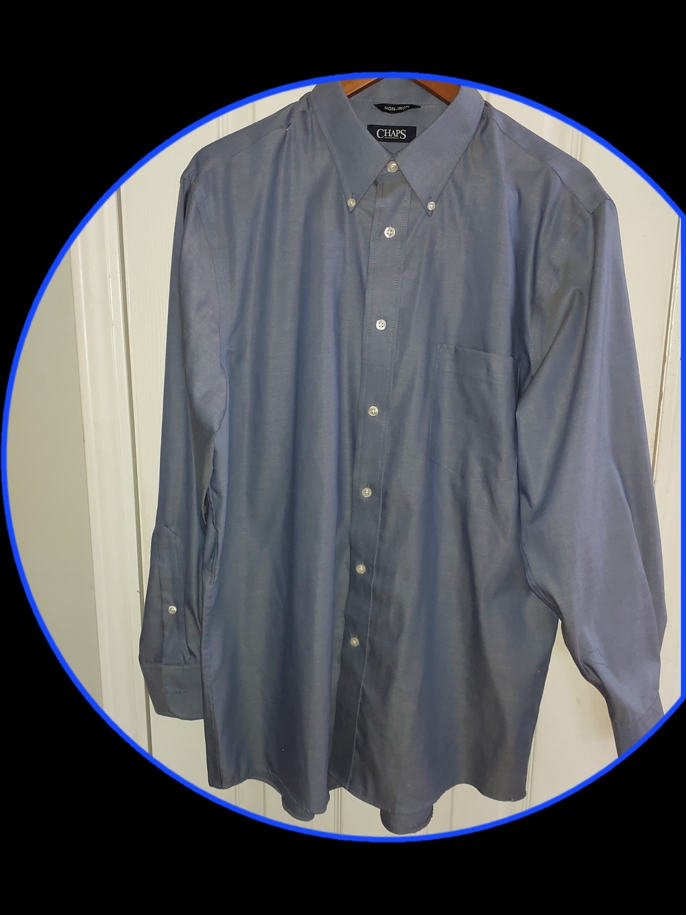 Chaps Men's Button-Down Long Sleeve Shirt - Slate Blue 16 32/33